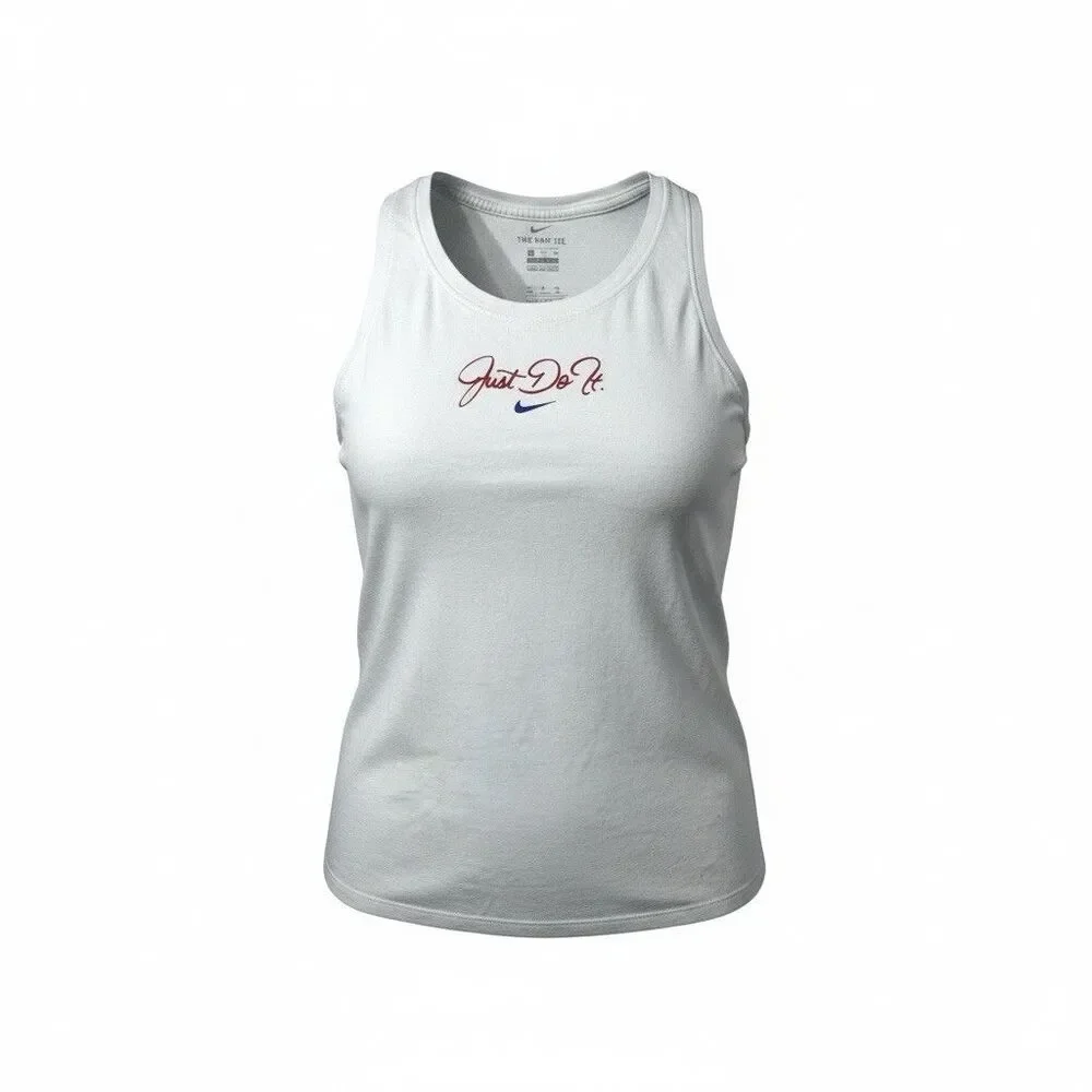 Nike Women’s Plus Size‎ Just Do It Dry Fit White Cotton Workout Tank